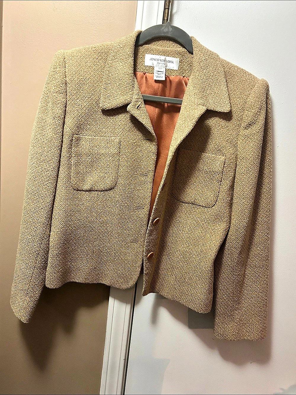 Jones New York Petite Textured Blazer Brown Size 10P
